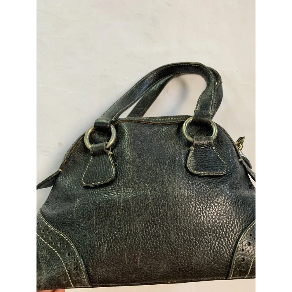 DOONEY & BOURKE Leather Black Bowler Pebble Handbag Purse Vtg - Picture 7 of 16